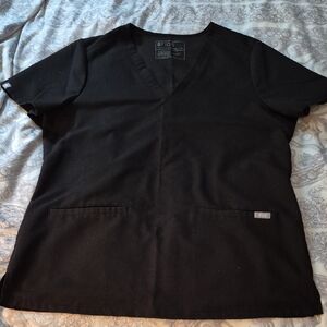 FIGS Womens Classic Black V-Neck 2 Pocket Scrub Top